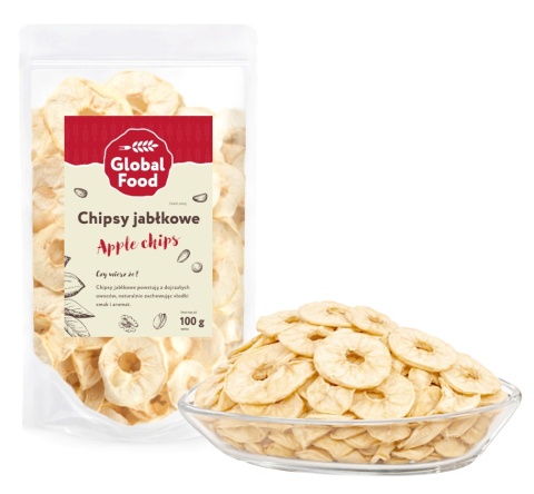 CHIPSY JABŁKOWE 100G CHRUPIĄCE SUSZONE JABŁKA BEZ SKÓRKI