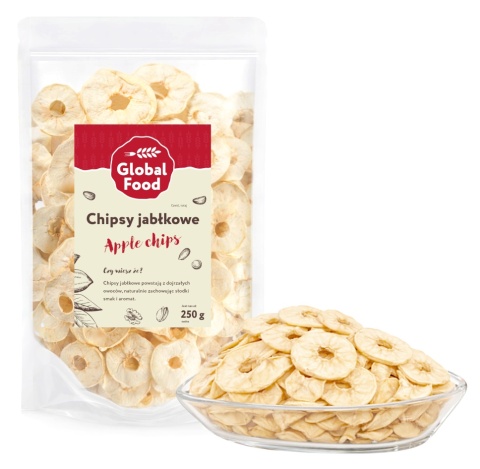 CHIPSY JABŁKOWE 250G CHRUPIĄCE SUSZONE JABŁKA BEZ SKÓRKI