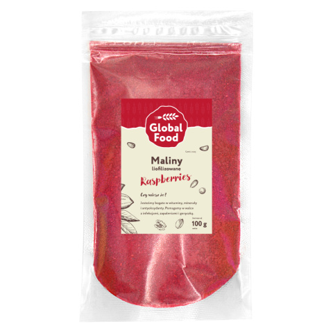 MALINY LIOFILIZOWANE PYŁEK PROSZEK 100g