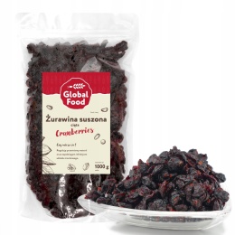 ŻURAWINA SUSZONA 1kg (1000g) BEZ DODATKU CUKRU słodzona SOKIEM JABŁKOWYM