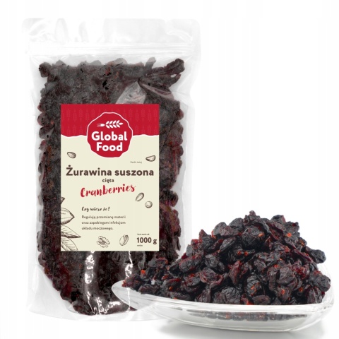 ŻURAWINA SUSZONA 1kg (1000g) BEZ DODATKU CUKRU słodzona SOKIEM JABŁKOWYM